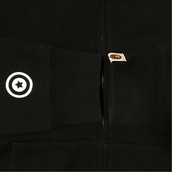 BAPE Men's A BATHING APE Space Black Shark Hoodie Full Zip Jacket Size XL - Picture 7 of 8
